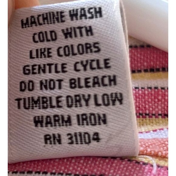 Kim Rogers Pure Linen Shirt Button Up Long Sleeve Peach Stripe Classic Womens 1X - Picture 10 of 11